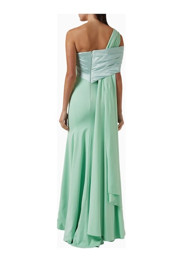 Ac By Aanchal Chanda Asymmetrical Yaka Maxi Kadın Elbise Yeşil