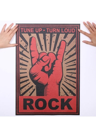 Rock And Roll Tune Up Turn Loud Retro Poster Af025