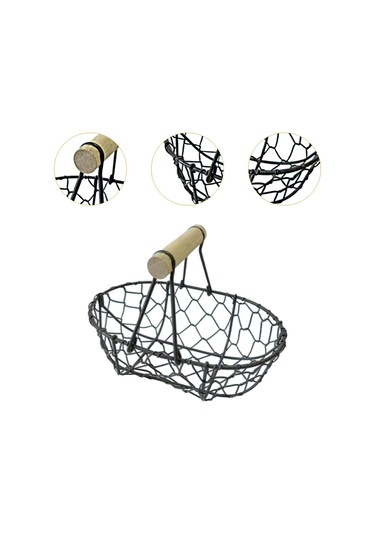 Suntek Tel Yumurta Sepeti Retro Rustik Demir Depolama Çiftlik Siyah