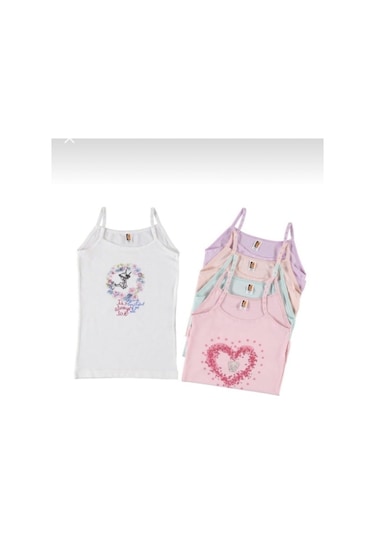 Ilke Kız Çocuk Likralı Baskılı Ip Askılı Atlet 348 - 6 Adet Ilke Kız Çocuk Likralı Baskılı Ip Askılı Atlet 348 - 6 Adet