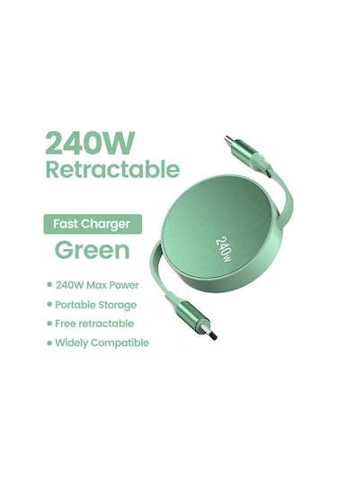 Crouch100/240w Pd Usb-c Geri Çekilebilir Hızlı Şarj Kablosu Iphone Uyumlu 15 Huawei Xiaomi Samsung Macbook Chınakahverengi1.5m