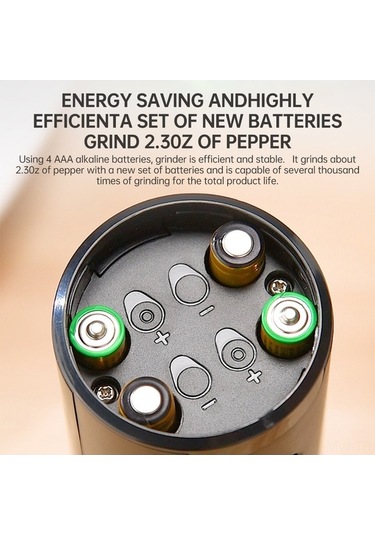 Novahub Siyah Abs Baharat Değirmeni - 25w, 6v, 4xaaa Pil İle Çalışır Piller Dahil Değil Siyah