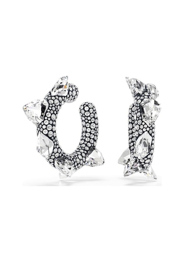 5723287 Sublima Hoop Earrings, Spike, White, Rhodium Plated Metalik