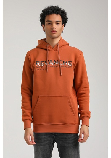 Kapüşonlu Kiremit Slim Fit Hoodie 23fwm64062-kıremıt Kiremit