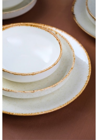 Porser Porselen Sofia Vena Tarçın Yemek Takımı 6 Kişilik 24 Parça S302451103 Ekru