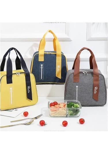 Yalıtımlı Öğle Yemeği Çantası Yumuşak Sızdırmaz Okul Öğle Yemeği Çantası Ofis, İş, Okul, Piknik, Plaj, Erkekler Ve Kadınlar İçin Yeniden Kullanılabilir Öğle Yemeği Çantası Sarı Çok Renkli