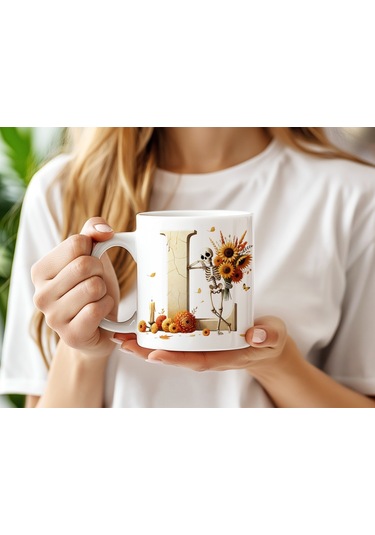 L Harfi Pembe Kareli Kalpli Göz Emojili Kupa Bardak Eğlenceli Kareli Tasarım Kahve Çay Kupası Beyaz