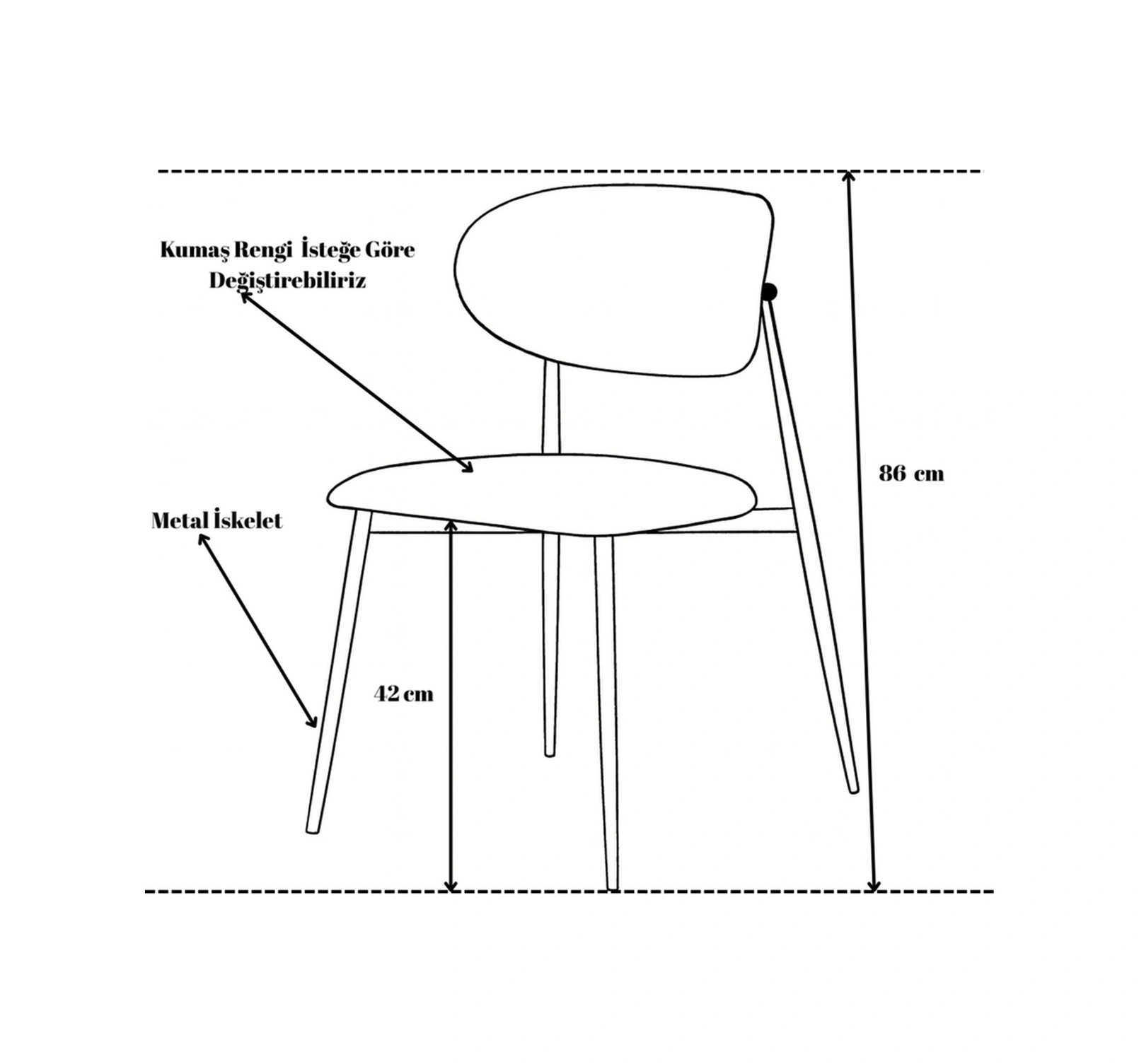 Dengema Laila S80 Sandalye Gri Kumaş, Krom Metal Ayak Gri - Krom Ayak