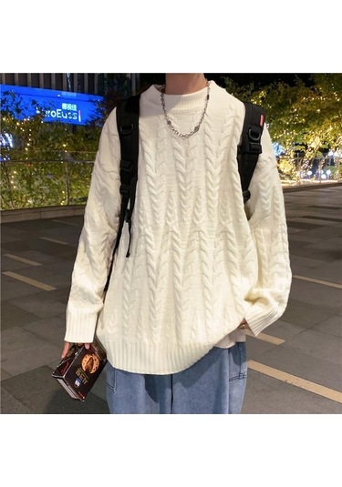 Novahub Yeni Erkek Moda Giyim Örgü Kazak Polar İlkbahar Sonbahar Gevşek Düz Renk Gençler Erkek Için Tops Kazak Uzun Kollu Kalın Erkek Kazak Beyaz - M Beyaz Novahub Yeni Erkek Moda Giyim Örgü Kazak Polar İlkbahar Sonbahar Gevşek Düz Renk Gençler Erkek Için Tops Kazak Uzun Kollu Kalın Erkek Kazak Beyaz - M Beyaz