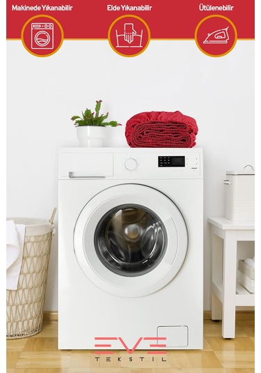 Eve Tekstil %100 Pamuk Ranforce Çarşaflı Yastık Ve Yorgan Kılıflı Çift Kişilik Nevresim Takımı 200x220 Cm Kırmızı