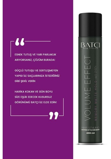 Batçı Hacimlendirici Hafızalı Memory Mat Saç Spreyi 400 Ml
