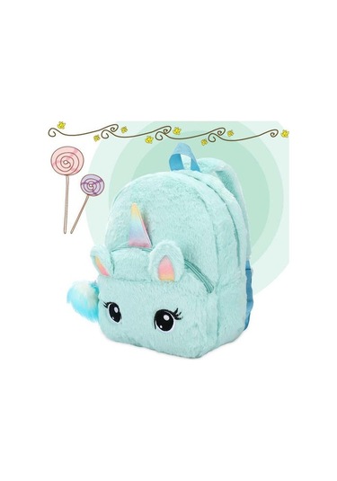 Unicorns Karikatür Okul Kitap Çantası Kız Kadın Kürk Sırt Çantası Anaokulu Sevimli Çanta Seyahat Çocuk Schoolbag Çocuklar Hediye Kitap Çantası Yeşil 08bwun Mavi