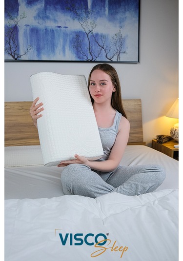 Visco Yastık Aylona Ortopedik Yastık Viskon Kılıflı 55x35x11-7 Cm
