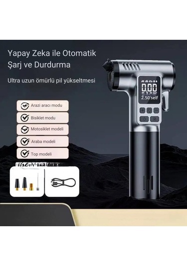 Coofbe 4in1 150psı 4000mah Şarjlı Araç Lastik Şişirme Pompası+emniyet Kemer Kesici+cam Kırıcı+led Işıklı