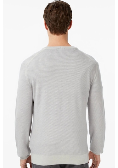 Lacoste Erkek Classic Fit Piramit Örgü %100 Yün Kazak Gri Gri
