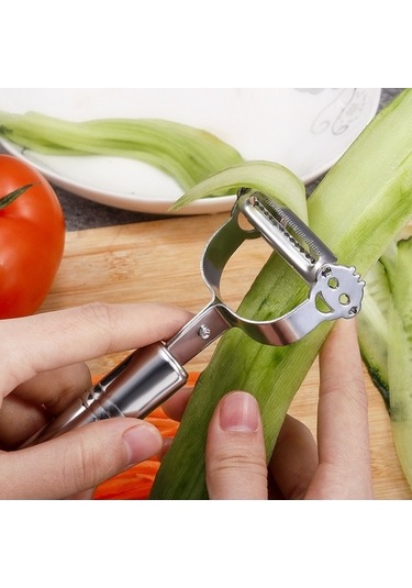 2 Adet Çok Amaçlı Paslanmaz Çelik Sebze Soyucu - Pratik Ve Fonksiyonel Gümüş