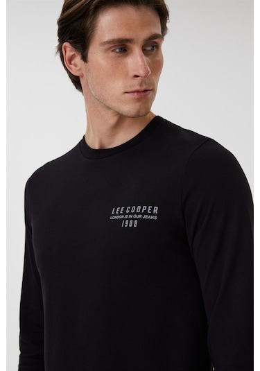 Lee Cooper Renzo Erkek O Yaka Uzun Kol T-Shirt Siyah-15357 Siyah