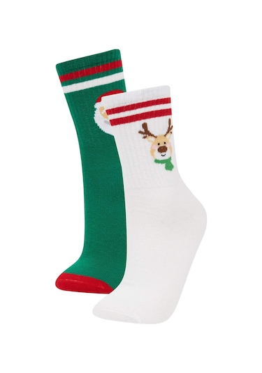 DeFacto Kız Çocuk Yılbaşı Temalı 2'li Pamuklu Uzun Çorap E2960A8NSKR1 DeFacto Kız Çocuk Yılbaşı Temalı 2'li Pamuklu Uzun Çorap E2960A8NSKR1