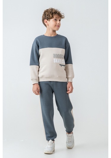 Erkek Çocuk Brooklyn Skat Clup Baskılı 3 İplik Kalın Kışlık Eşofman Takımı Ak4228 Indigo Erkek Çocuk Brooklyn Skat Clup Baskılı 3 İplik Kalın Kışlık Eşofman Takımı Ak4228 Indigo