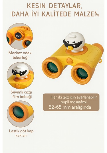 L 8x25 Yüksek Çözünürlüklü Optik Lens Karikatür Karakter Dürbün