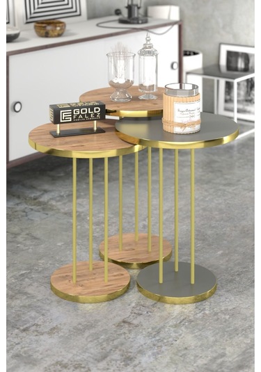 Zigon Sehpa Terra Gold Ceviz Antrasit Trr01