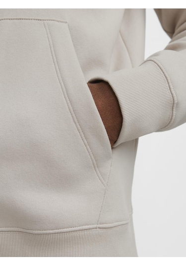 Erkek Kabartma Baskili Kapüsonlu Sweatshirt - Star - 12233972 Moonbeam Çok Renkli