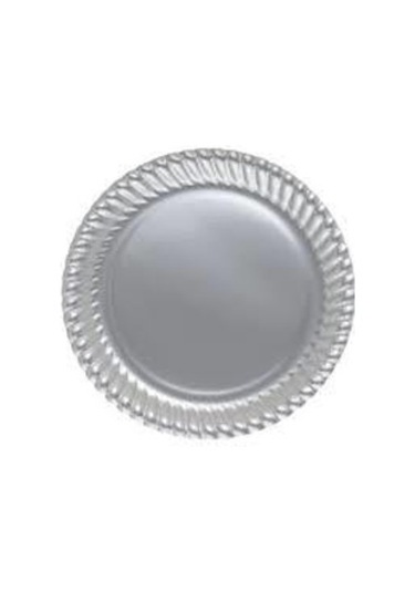 Roll-up Plastık Gümüs Renklı Partı Tabak 25 Lı Yuvarlak 22 Cm