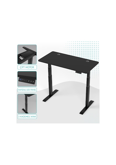 Karr Office O-Flex O2S6 Duo Çift Motorlu Elektrikli Yükseklik Ayarlı Masa - 160X80 - Siyah/S Siyah