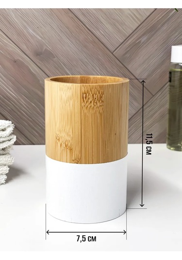 Familitto Bambu Yuvarlak Diş Fırçası Kabı 360548137 Kahverengi