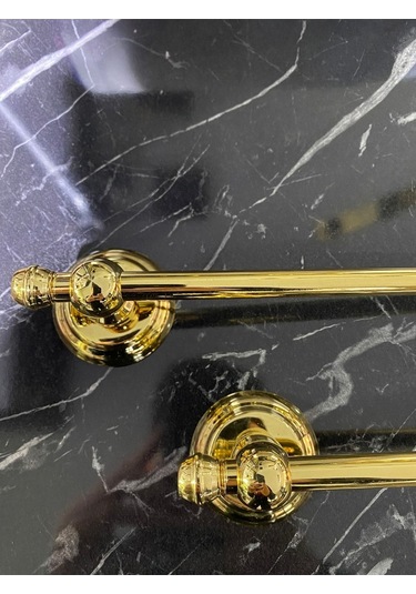İsaoğlu Yapı Gold Havluluk Ve Tuvalet Kağıtlığı Vintage Tasarım Altın Havluluk Ve Kağıtlık Set Pirinç Gold