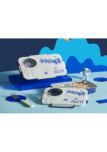 Skycity Öğrenci Ve Ofis Çalışanı İçin 3 Bölmeli, Çorba Kasesi İçeren, Gıda Grubu Paslanmaz Çelik Isı Saklayan Bento Kutusu Servis Gereçleri Yok Beyaz