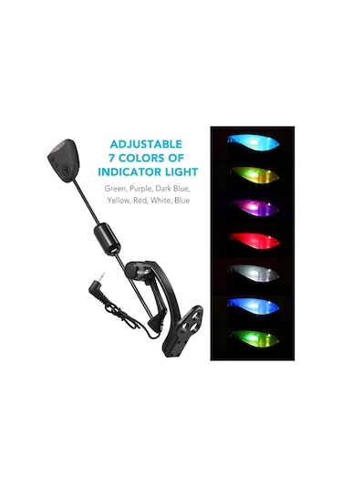 Geeksen Gece Balıkçılığı Alarm Sinyali Aleti - 7 Renkli Işık, 2.5mm Soket, Metal Ağırlık, Enerji Tasarruflu Jy-sw-19 Seti
