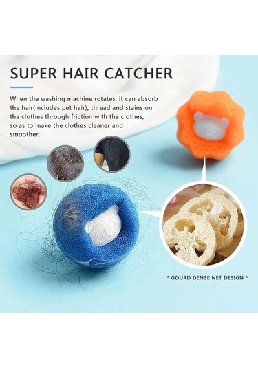 2 Adet Çamaşır Makinesi Ve Evcil Hayvanlar İçin Tüy Toplayıcı Yıkanabilir Sünger Top Renkli