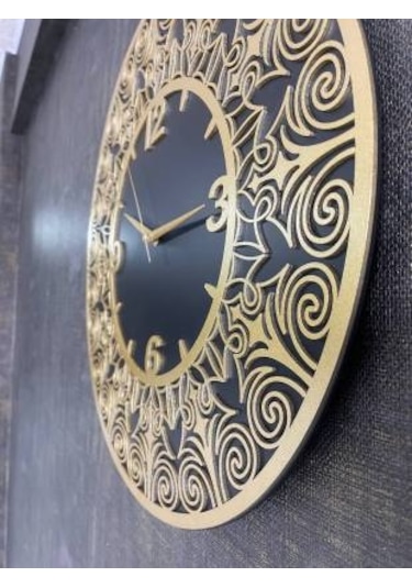 Bymelekoğlu Siyah & Gold Duvar Saati, Gold Saat, Duvar Saati - 50 Altın - Siyah