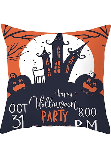 Suofeng Halloween Dekoratif Yastık Kılıfı - Kuru Kabak Desenli Kayısı Derisi Kadife - Ev, Kafe, Sandalye Dekoru - 45x45 Cm Yastık İçi Hariç - Tpr184-24 Diğer