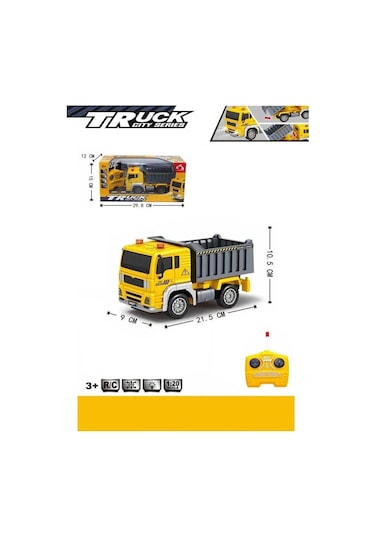 Kumandalı Pilli Işıklı 1:20 Ölçek Sesli Eğitici Oyuncak Damperli Kamyon Araba