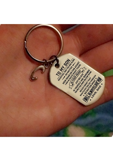 Tenfowee Oğlum'a - Çelik Anahtar Kılıfı Ve Kolye Seti, Babanın Sevgisi, Özel Tasarım, Dayanıklı Aksesuar