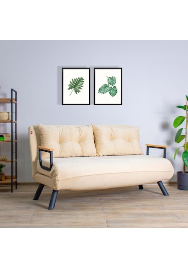 Pafu Sando İkili Katlanır Yataklı Koltuk Krem