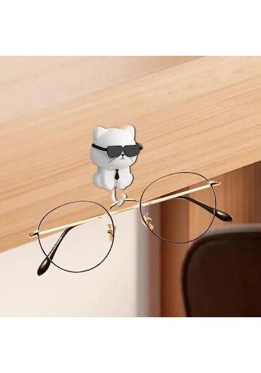 Singree Kedi Figürlü Zıplayan Gözlü Abs Makyaj Tutucu, Deliksiz 10kg Yük Taşıyan Dekoratif Anahtar Tutucu