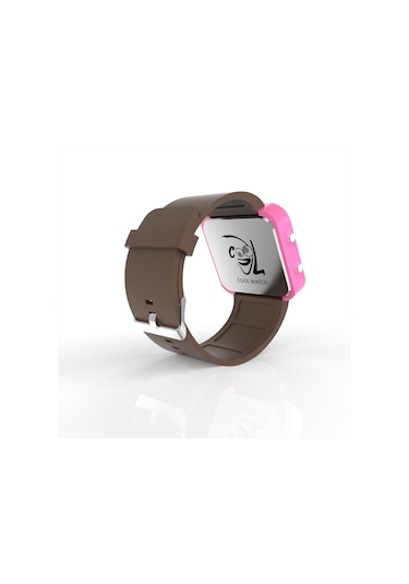 Cool Watch Saat - Pembe Led Kasa - Kahverengi Kayış Unisex