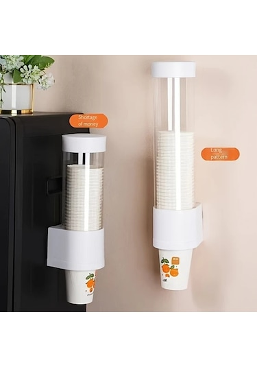 Dashanshop Duvar Tipi Toz Geçirmez Matara Dispanseri Uzun Beyaz Şeffaf Turuncu Aksanlı 2 Model Beyaz