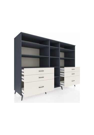 Kronos Dolap 10 Raflı 6 Çekmeceli 220x59x163 Antrasit-antrasit/a Antrasit-antrasit/aytaşı