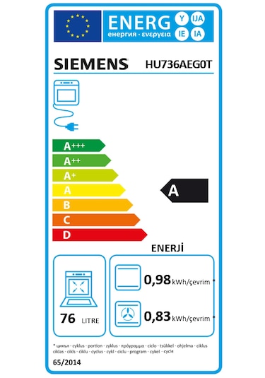 Siemens iQ300 HU736AEG0T 76 LT Buhar Destekli Ankastre Fırın