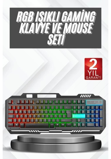 Işıklı Q Klavye Mouse Seti Siyah Klavye 88580650