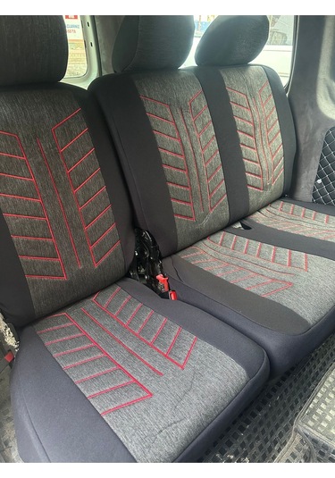 Argalı Fiat Doblo Araca Uygun Oto Koltuk Kılıfı Üniversal Keten Ve Suni Deri Cepli Oto Koltuk Kılıf Kırmızı