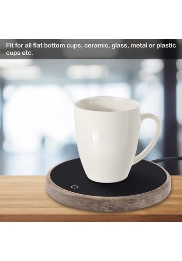 Xindoker Siyah Akçaağaç Desenli Dokunmatik Isıtıcı Bardak Altlığı - 220-240v Avrupa Standartı, Hızlı Isıtma, 8 Saat Otomatik Kapanma, Su Geçirmez 15w Diğer