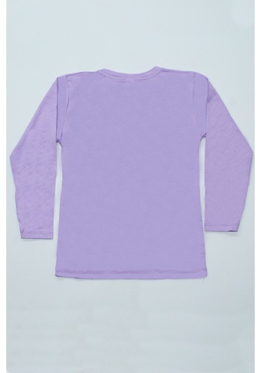 Hçm Kız Çocuk Uzun Kollu Tshirt Pullu Harf Baskılı Bisiklet Yaka E9 Lila