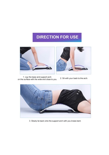 Padalink Bel Ağrısı İçin Akupunktur Masajlı Lumbar Stretcher - 3 Seviyeli Ayarlanabilir Esneme Desteği Siyah - Mavi