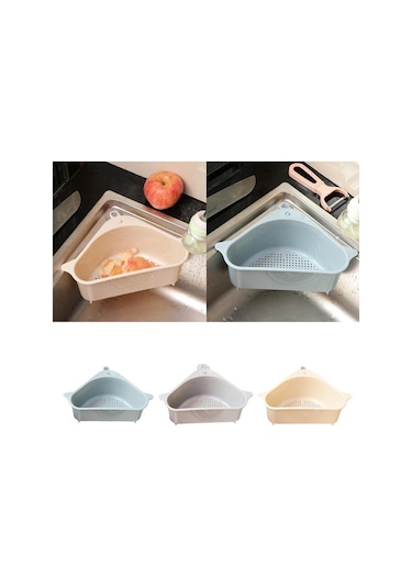 Mavi Çok Fonksiyonlu Köşe Lavabo Drenaj Raf Raf Vantuz Lavabo Drenaj Sepeti Kase Sünger Tutucu Mutfak Banyo Depolama Organizatör