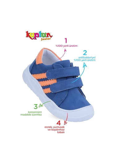 Kaptan Junior İlkadım Hakiki Deri Erkek Bebek Ortopedik Ayakkabı İmse 550 Lacivert